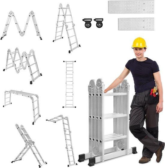 LZQ 6-in-1 Vouwladder - Ombouwbaar - 340 cm - Zilver