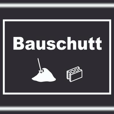 HB-Druck Bauschutt Mülltrennung Schild Text Symbol Ziegel Baustein waagerecht A0 (841x1189mm)