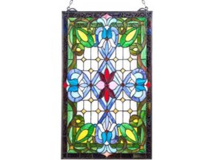 VEVOR Buntglasfensterpaneel (731 x 433 mm) hängendes Buntglas mit Kette, Buntglas im Tiffany-Stil zum Aufhängen, traditionelles rechteckiges Vintage-Kunsthandwerk Fensterdekor für Küche & Kirchen