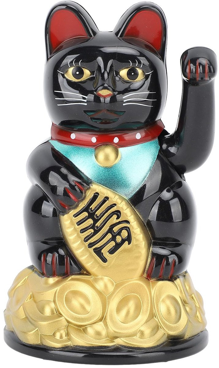 Chinees Gelukskat Ornament Feng Shui Decoratie, Zwaaiende Welkomstkat op Batterijen, 11,43 cm