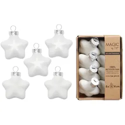 8 Christbaumschmuck Sterne 4cm Glas Christbaumkugeln matt & glänzend kleine Weihnachtskugeln Weihnachten Weihnachtsbaumschmuck Deko Weiß