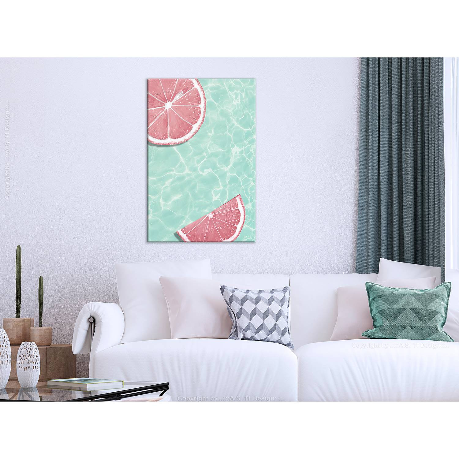 home24 Refreshing Abstract Fotografie Wanddecoratie Deep Linnen Groen 40 x 60 cm