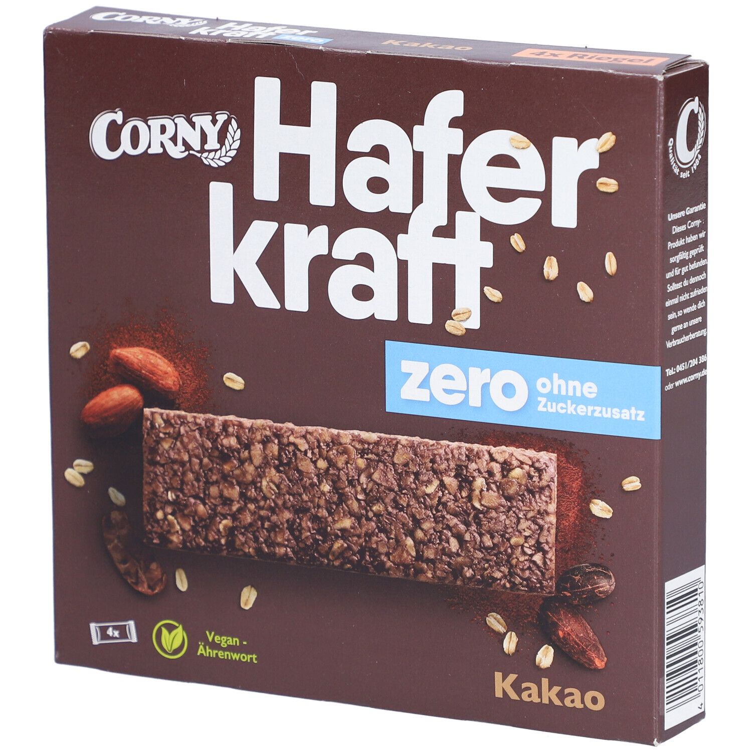 Corny Haferkraft Zero Faltschachtel Kakao 4 St Riegel