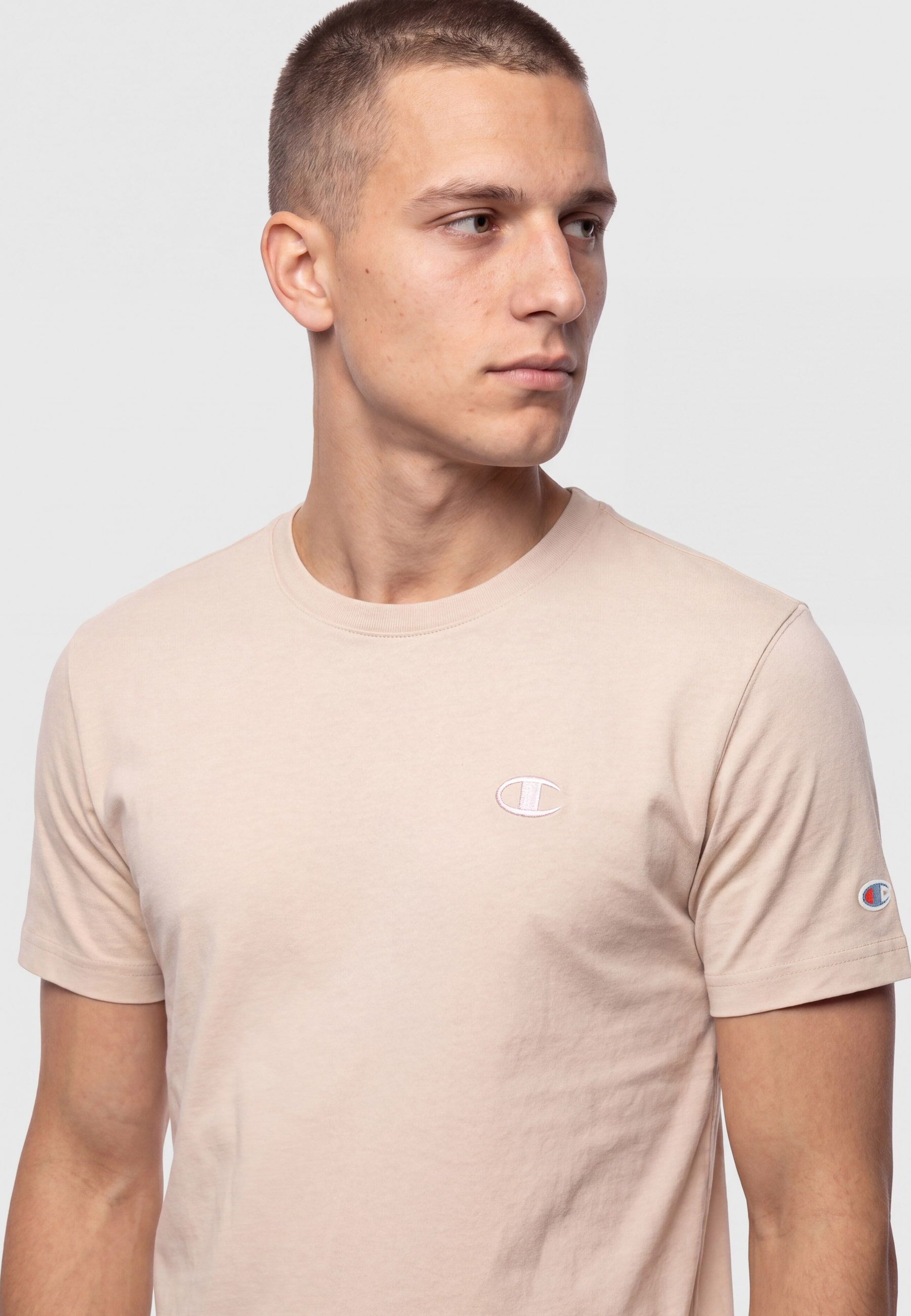 T-Shirt CHAMPION "Oversize T-Shirt", Herren, Gr. M, beige (moon), Obermaterial: 100% Baumwolle, Shirts T-Shirt, Oversize-Passform, aus Baumwolle, leichter Stoff moon M
