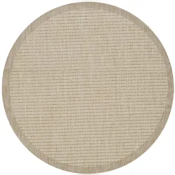 Teppich Outdoor Einfarbig Wetterfest Waschbar Strapazierfähig Balkon Terrasse Küche Rund Beige 120x120 cm – ORIANA von Kadima Design