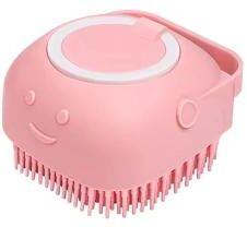 Inspire Essentials Silicone Pet Massage Shower Brush With Shampoo Dispenser pink 1pcs