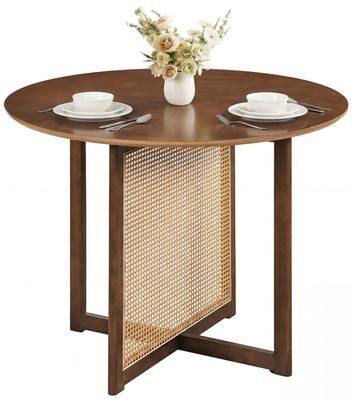 Lirago 37.5 Inch Round Dining Table with Cross Pedestal Base