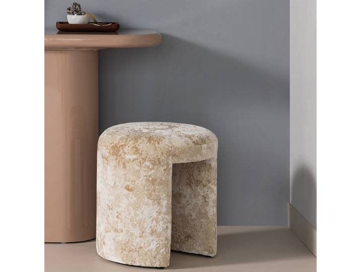 Polsterhocker 45 x 47 x 45cm Beige/Beige Samt