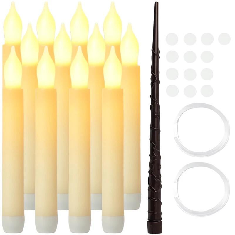 Ruhhy 26177 LED drijvende kaarsen met toverstaf, 12 stuks, Halloween