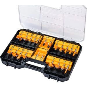 DeWalt Fräser DT90017, 8mm, 22-teiliges Set, mit Kunststoffkassette, für Holz