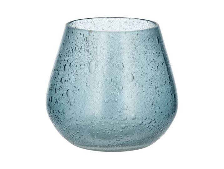 Waxinelichthouder, glas en recycled glas, blauw, Ø8 x 8,5 cm