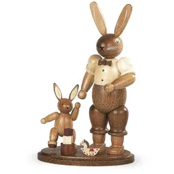 Müller Erzgebirge Hasenvater mit spielendem Kind natur Höhe 11 cm