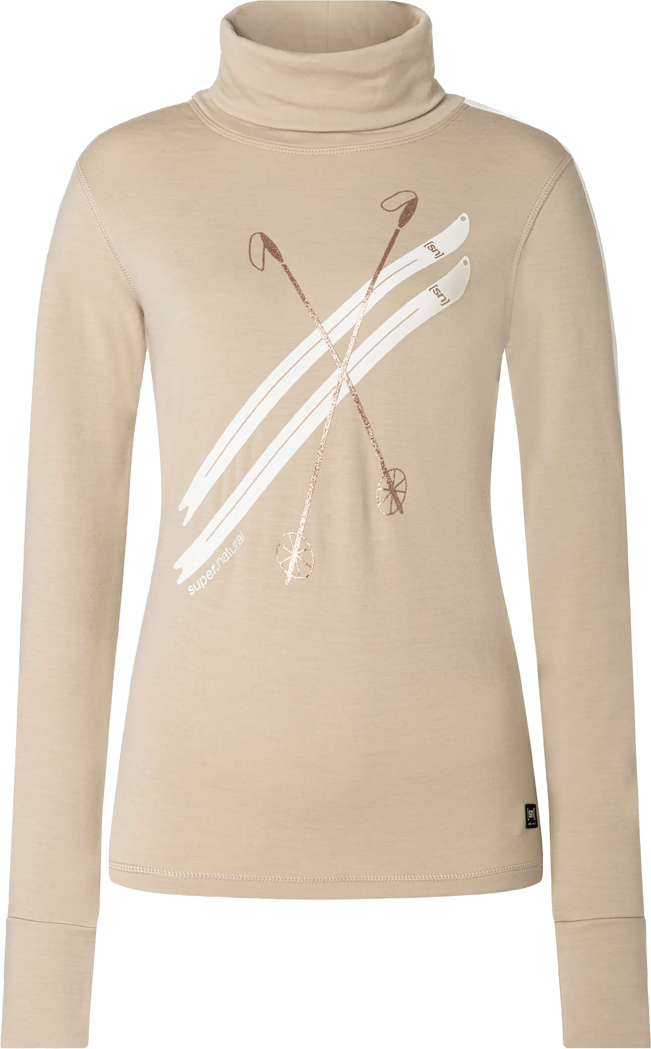 super.natural Women´s Kryssede Ski Roll Neck W. Pepper/f. White/mountain Trail Gl/f. White S