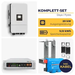 Deye Hybrid-Wechselrichter SUN-20K-SG05LP3 mit 1 x Pytes E-Box V5° Alpha | 3-phasig / 20 kW / 5,12 kWh