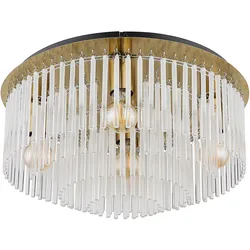 Deckenleuchte Deckenlampe Wohnzimmerlampe Metall Gold Glasstäbe D 25 cm
