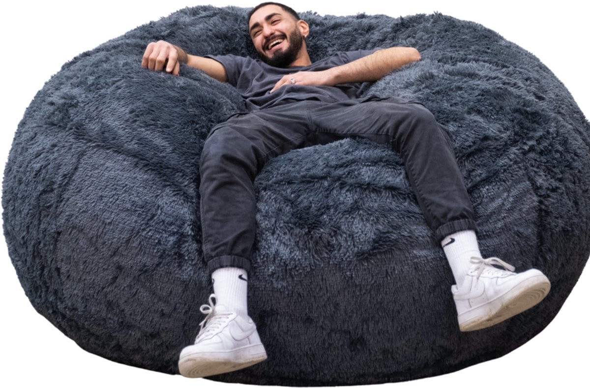 Bananair Zitzak XXL met afneembare imitatiebont hoes - Grijs - 180 cm