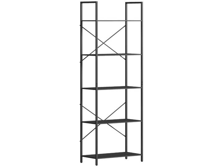 Homcom Bücherregal Standregal mit 5 Ebenen Büroregal Schwarz, Metall, 30x170.5x60 cm, Wohnzimmer, Regal, Bücherregale