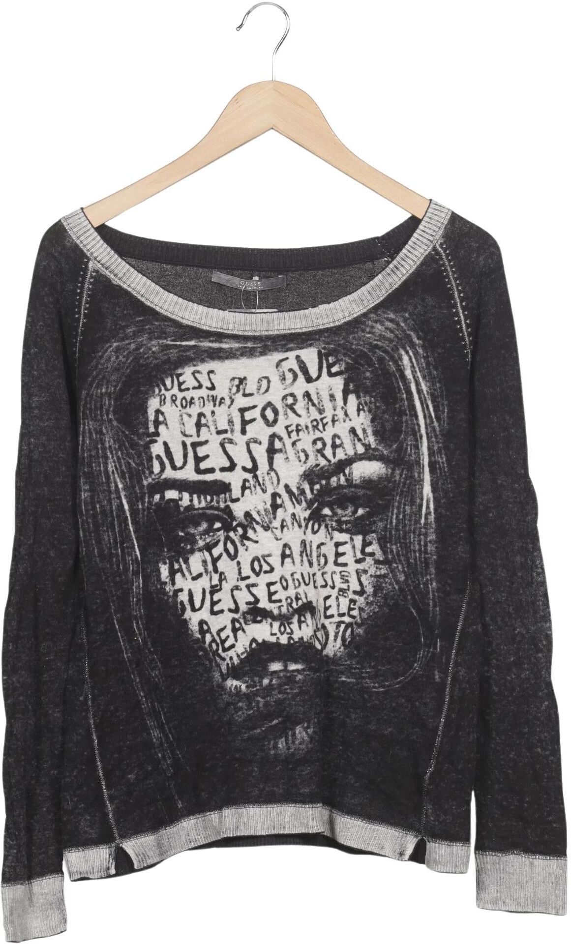Guess Damen Pullover, Grau, Gr. EU 38, Baumwolle - Second Hand