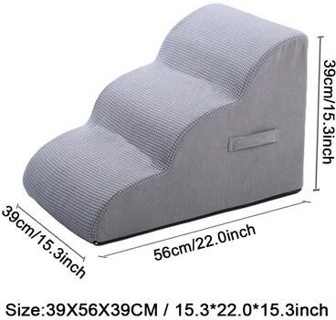 Uplifted Finds Orthopedic High Resilience Pet Stairs & Ramp light Grey 3 Step