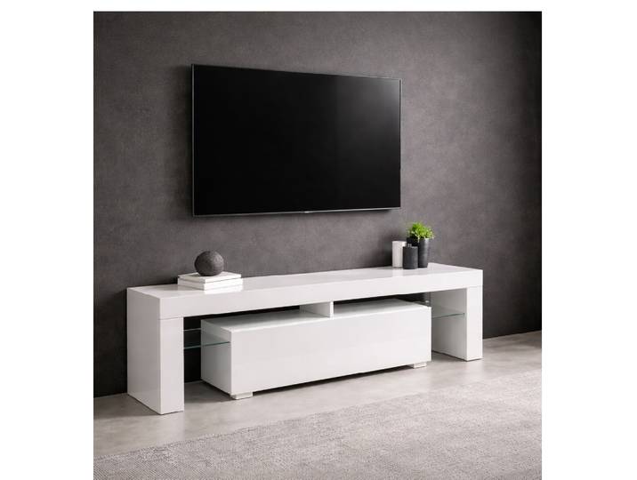 Lowboard OTTO HOME MONICA, TV-Board, TV-Kommode, TV-Schrank, TV-Unterschrank, TV-Möbel , weiß (weiß hg), B:140cm H:47,5cm T:35cm, Spanplatte, Sideboards, Lowboard, Modernes Hochglanz TV-Board in 2 Farben, grifflos mit Push-to-Open