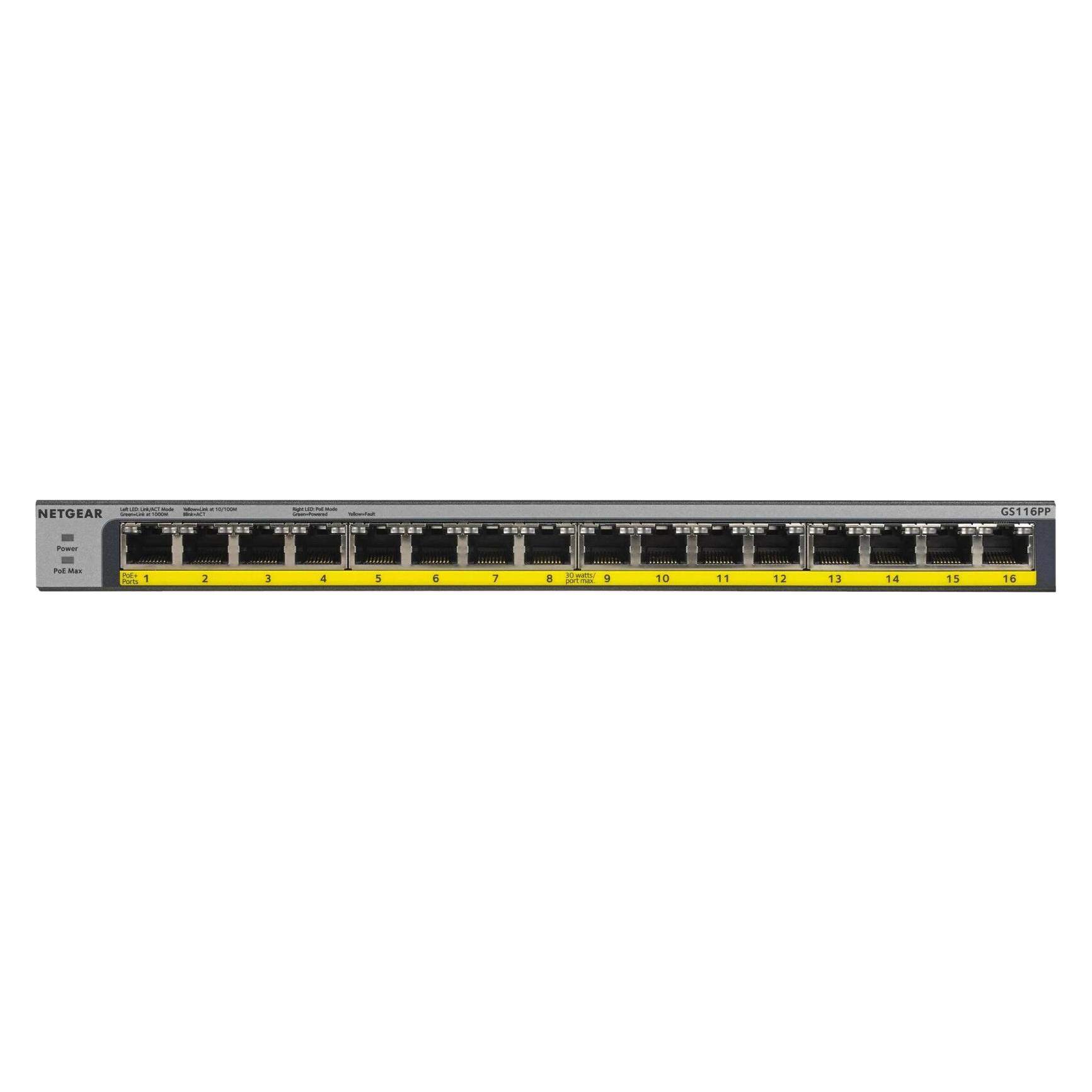Netgear Switch 16x GE GS116LP-100EUS unmanaged (16 Ports) (GS116LP-100EUS)