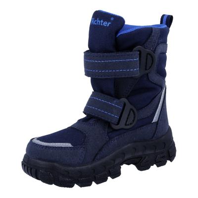 Winterstiefel RICHTER "Davos WMS: Weit", Damen, Gr. 32, Warmfutter, silber (blau, silberfarben), Lederimitat, Textil, Schuhe Winterstiefel, Klettstiefel in Schuhweite: Weit, Größenschablone zum Download