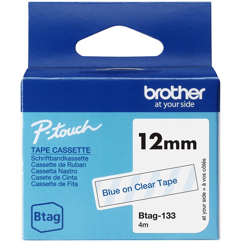 Brother Schriftband 12mmx4m blau/transparent BTAG-133