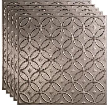 FASÄDE Rings Decorative Vinyl 2ft x 2ft Lay in Ceiling Panel in Smoked Pewter (5 Pack)
