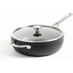 KitchenAid - Forged Hardened Aluminium Skillet with Lid + Helper Handle - Black - 28 cm, Pfanne + Kochtopf, Schwarz