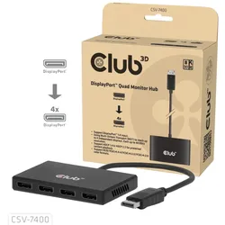 CLUB3D Quad DisplayPort™ Hub – 4 x 4K Resolution @ 30Hz, MST Support