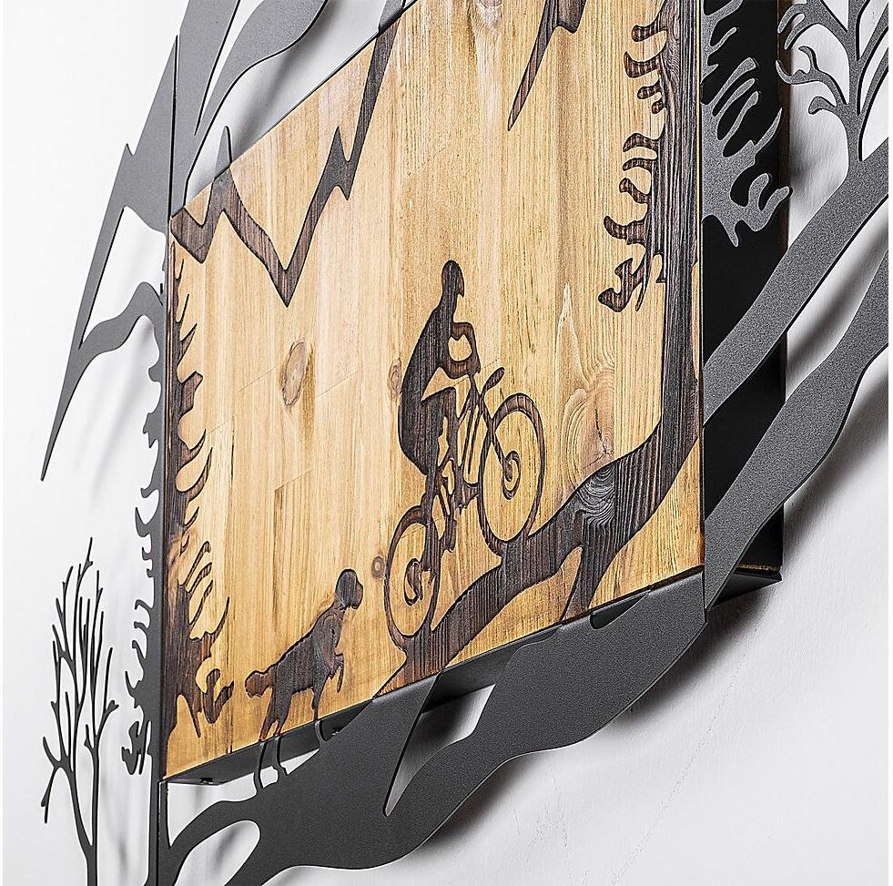 Wanddekoobjekt "Wallxpert Bicycle Riding in Nature 110 x 65 cm", braun (braun, schwarz), B:110cm H:65cm T:3cm, MDF, Metall, Wanddekoobjekte, Wanddekoobjekt braun, schwarz B/H/T: 110cm x 65cm x 3cm
