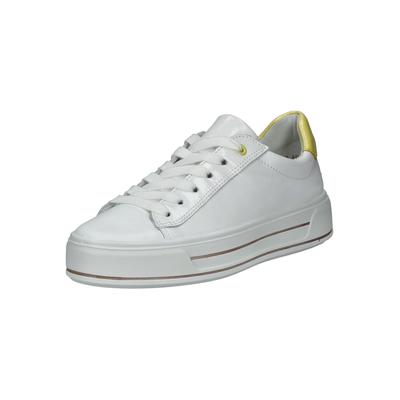 Sneaker ARA "Ara Sneaker Leder", Damen, Gr. 40, weiß (weiß, gelb), Leder, Schuhe Sneaker