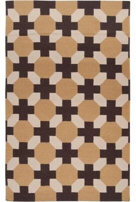 Livabliss Hand-woven Tan Geometric Arctos Flatweave Wool Area Rug - 5' x 8' - 5' x 8'