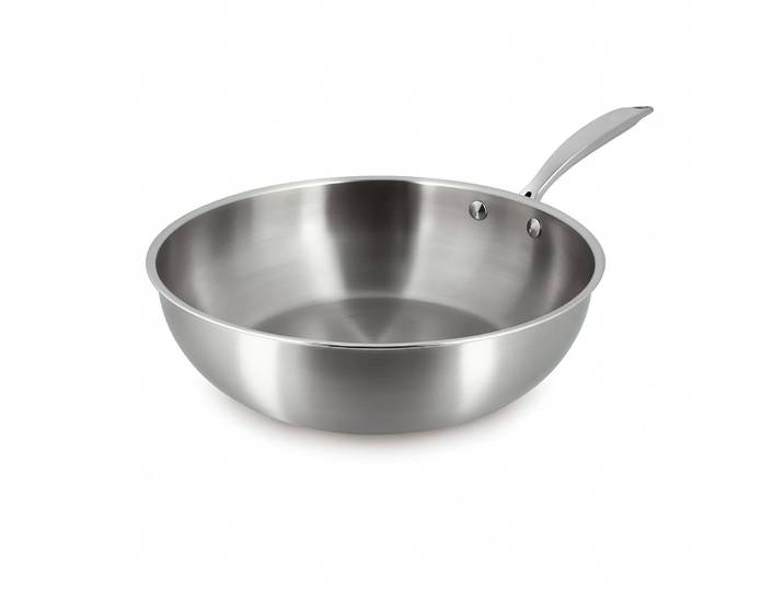 Wok en acier inoxydable 28cm - fait en france - tous feux