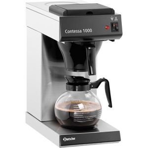 Bartscher Kaffeemaschine Contessa 1000, mit Glaskanne, 1,8 Liter, 1500 Watt, silber, bis zu 14 Tassen