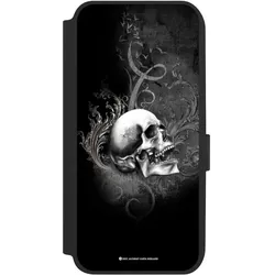 Nivocase Klapphülle für Samsung Galaxy A14 5G Handyhülle aus Kunst Leder NIVOflip schwarz Gothic Schädel (Samsung Galaxy A14 5G), Smartphone Hülle, Schwarz