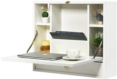 Wall Mounted Desk Multifunction Floating Desk Storage Cabinet