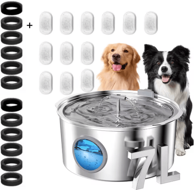 Inspire Picks 7L Stainless Steel Pet Water Fountain With Silent Pump & Water Level Window 7l Pet Water 12chip