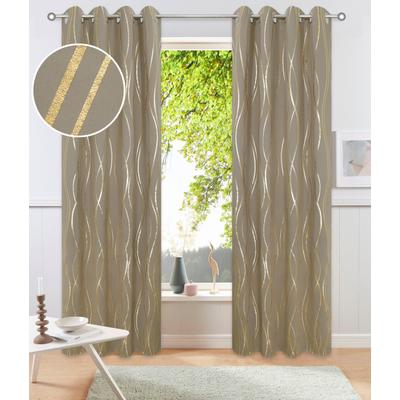 Vorhang OTTO HOME "Prag" Gr. 1, beige (taupe), B:130cm H:145cm, Polyester, Gardinen, Verdunkelungsvorhang, Foliendruck mit Wellen, democratichome Edition