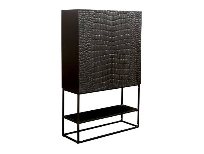 Marrakesch Orient & Mediterran Interior Hochkommode Meuble haut vintage Adriaen en bois noir, étagères intérieures, 158 cm (1 St), Handarbeit