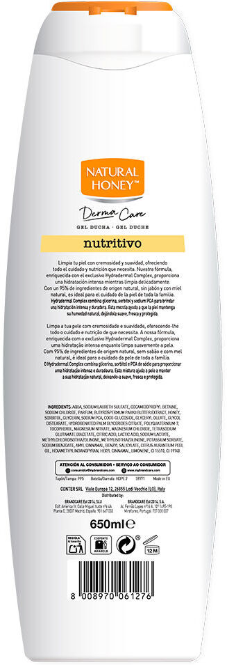 Natural Honey Derma Care Gel doccia nutriente 650 ml