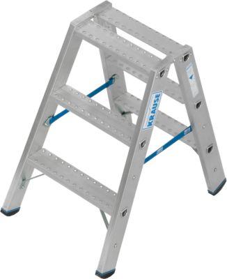 KRAUSE STABILO Doppelleiter R13 2x3 Stufen, 80 mm Lochbild selbstreinigend, hochfeste Alu-Gelenke, SafetyCap