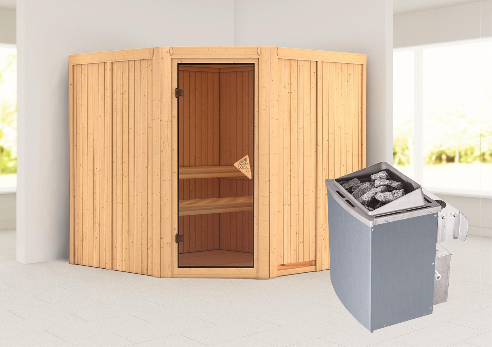 KARIBUHOLZT Sauna Jarin Eck, 9kW integr.Strg bronz.GGT 08288397