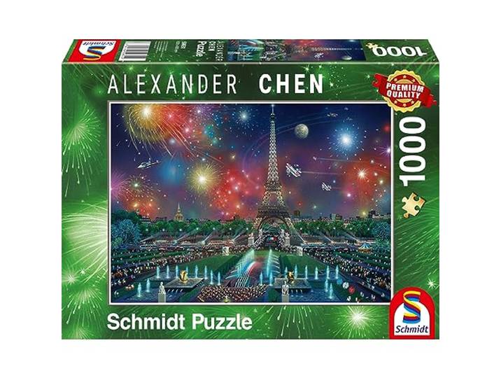 Schmidt Spiele 59651 Alexander Chen, vuurwerk op de Eiffeltoren, puzzel met 1.000 stukjes, kleurrijk