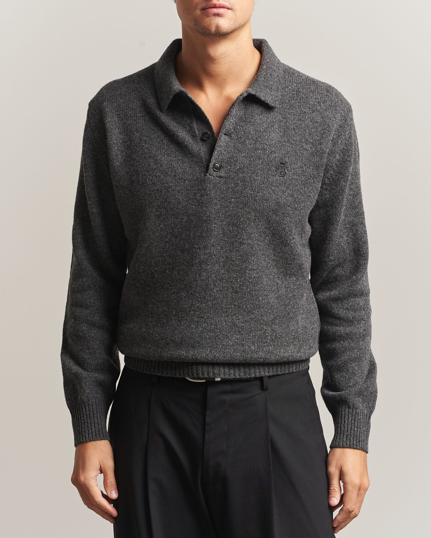 Baracuta Shetland Polo Mid Grey men S Grå