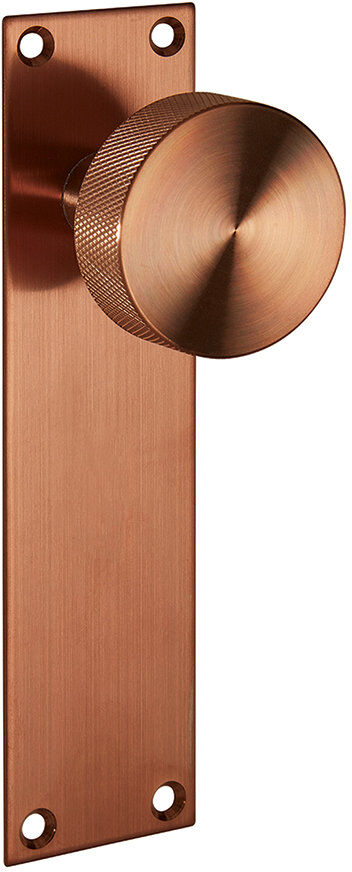 LPD Doors Zermatt Internal Knob on Backplate Handle Pack Satin Copper 18cm H X 4.5cm W