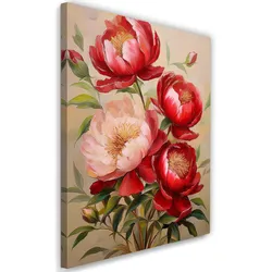 WANDBILD blumen rote pfingstrosen botanica