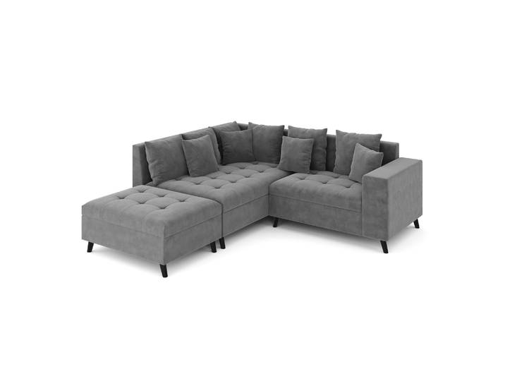 Ecksofa Samt mit Ottomane ELINA links anthrazit