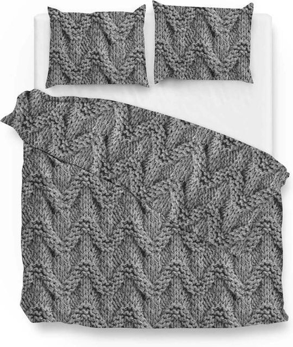 Zo! Home Huck Dekbedovertrek Flanel Eenpersoons Dark Grey 140x200 cm