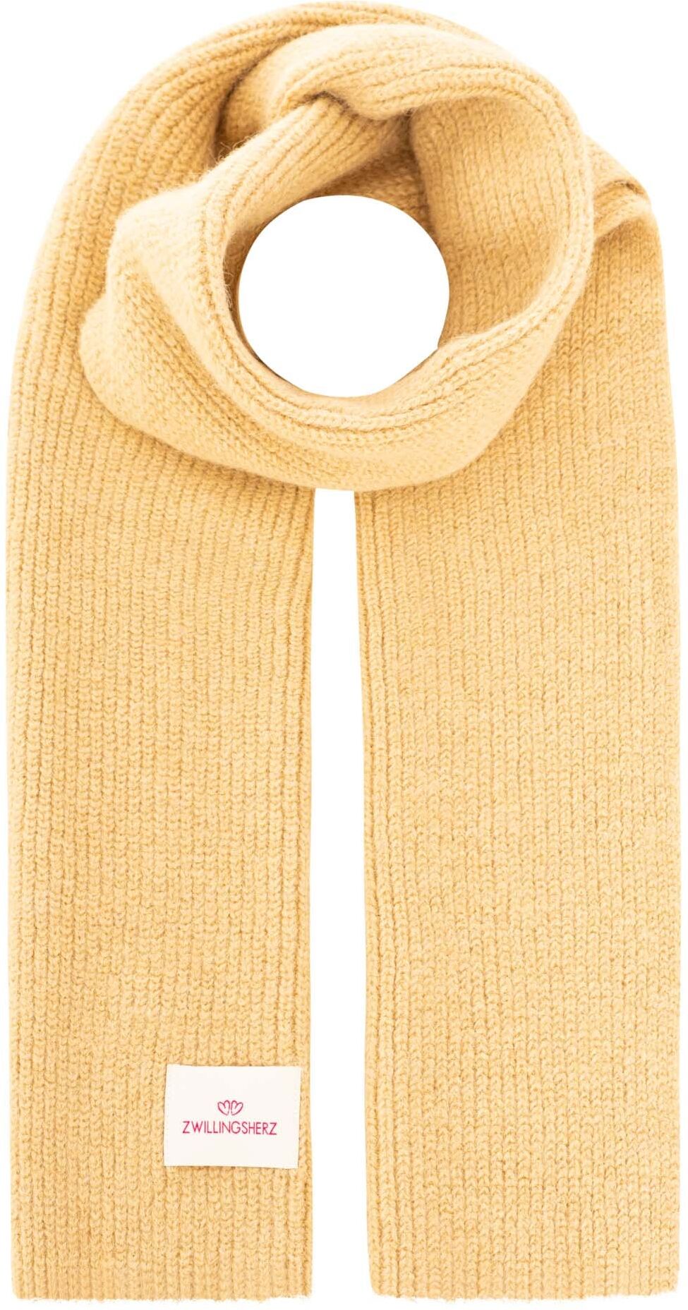 Strickschal ZWILLINGSHERZ "Zwillingsherz Patch", Damen, beige, Strick, Materialmix, unifarben, Modetücher Strickschal, gerippt, mit Wolle und Patch beige Einheitsgröße